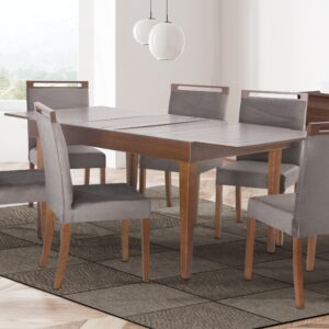 CONJUNTO MESA ALINE C/ 6 CADEIRAS (RETANGULAR)