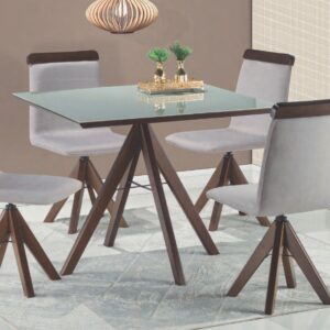 CONJUNTO MESA HIGA COM VIDRO C/ 4 CADEIRAS (QUADRADA)