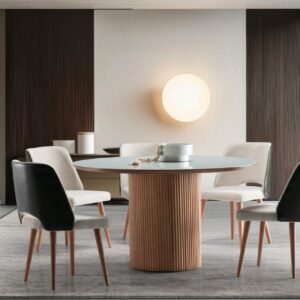 CONJUNTO MESA GENOVA COM VIDRO C/ 4 CADEIRAS (REDONDA)