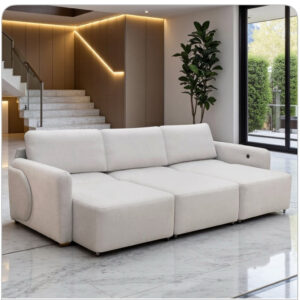 SOFA CAMA MARVI TECIDO GRADE B LINHO SOFT E BOUCLE