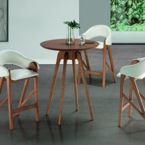 CONJUNTO BISTRO PERLA C/ 3 BANQUETAS (REDONDO)