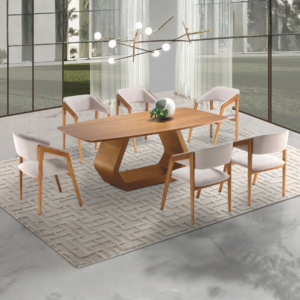 CONJUNTO MESA SAFRI C/ 6 CADEIRAS (RETANGULAR)