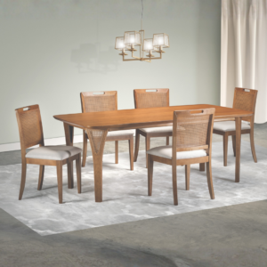 CONJUNTO MESA VALERIA C/ 6 CADEIRAS (RETANGULAR)