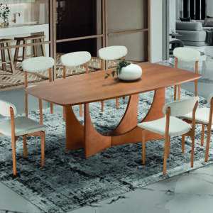 CONJUNTO MESA RUBIA C/ 8 CADEIRAS (RETANGULAR)