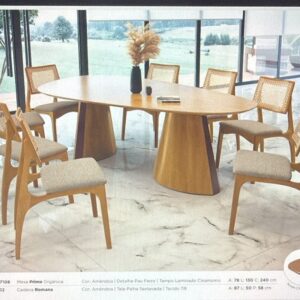 mesa prime cadeiras romana 240x130x78 cor nogueira e cor amendoa