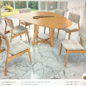MESA THALIA ORGANICA 78 X 130 X 180 C/CADEIRAS ALYSA LAMINADA CINAMOMO