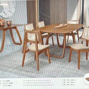 MESA SOFIA 78 X 110 X 180 / APARDOR SOFIA / CADEIRA AYLA COR MADEIRA NOGUEIRA