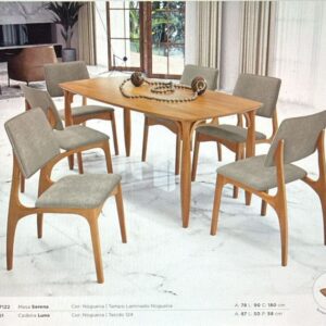 MESA SERENA 78 X 090 X 180 / CADEIRA LUNA MADEIRA LAMINADO NOGUEIRA