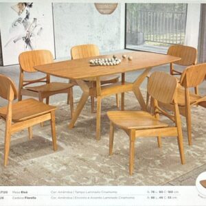 MESA ELOA    78 X 090  X 180 / CADEIRA FIORELLA LAMINA DE MADEIRA CINAMOMO